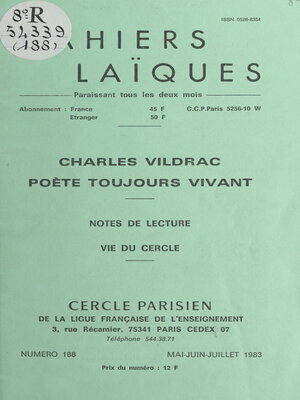 cover image of Charles Vildrac, poète toujours vivant